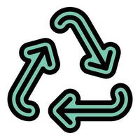 Recycling icon in flat line style representing sustainability waste reduction and environmental conservation ideal for eco-friendly practices green initiatives and circular economy concepts. vector