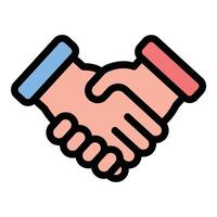 Deal icon in flat line style representing agreement partnership and business transactions ideal for contracts negotiations and collaboration concepts. vector