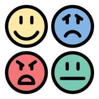 Emotion icon in flat line style representing feelings expressions and mood ideal for psychology mental health and communication concepts. vector