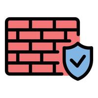 Firewall icon in flat line style representing cybersecurity network protection and data security ideal for internet safety hacking prevention and IT security concepts. vector