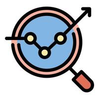 Data analytics icon in flat line style representing data processing insights and statistical analysis ideal for business intelligence research and technology concepts. vector