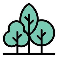 Trees icon in flat line style representing nature environment and sustainability ideal for forestry conservation and eco-friendly concepts. vector