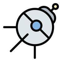 Space probe icon in flat line style representing deep space exploration data collection and scientific discovery ideal for astronomy research and space technology concepts. vector