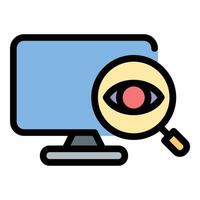 Spyware icon in flat line style representing cyber surveillance data theft and digital security threats ideal for cybersecurity privacy protection and malware prevention concepts. vector
