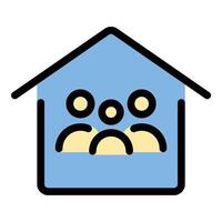 Family icon in flat line style representing relationships unity and togetherness ideal for community parenting and social concepts. vector