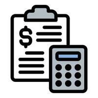 Accounting icon in flat line style representing financial management bookkeeping and budgeting ideal for business finance and tax concepts. vector