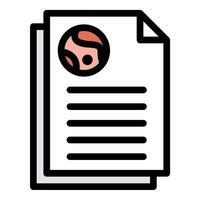 Planet report icon in flat line style representing space research planetary analysis and scientific exploration ideal for astronomy education and environmental concepts. vector