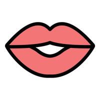 Mouth icon in flat line style representing speech communication and oral health ideal for language expression and medical concepts. vector