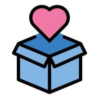 Donation icon in flat line style representing charity giving and generosity ideal for non-profits fundraising and social impact concepts. vector