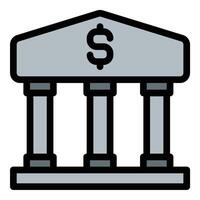 Bank icon in flat line style representing financial institutions savings and transactions ideal for banking economy and business concepts. vector