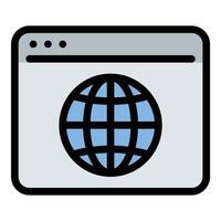 Web browser icon in flat line style representing internet browsing online navigation and website access ideal for technology web development and digital communication concepts. vector