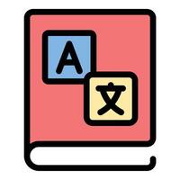 Dictionary icon in flat line style representing language vocabulary and reference material ideal for education learning and communication concepts. vector