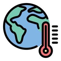 Climate change icon in flat line style representing global warming environmental impact and sustainability ideal for ecology awareness and conservation concepts. vector