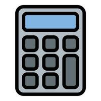 Calculator icon in flat line style representing mathematics finance and problem-solving ideal for accounting education and budgeting concepts. vector