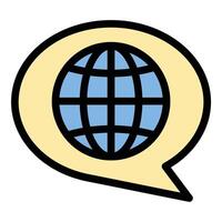 Worldwide language icon in flat line style representing global communication multilingualism and translation ideal for international interaction education and travel concepts. vector