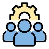 Teamwork icon in flat line style representing collaboration unity and group effort ideal for business projects team building and community concepts. vector