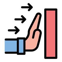 Self-push icon in flat line style representing motivation perseverance and personal growth ideal for self-improvement goal-setting and determination concepts. vector