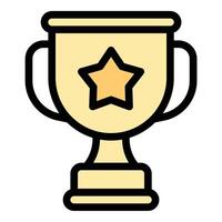 Trophy icon in flat line style representing achievement success and recognition ideal for awards sports and competition concepts. vector