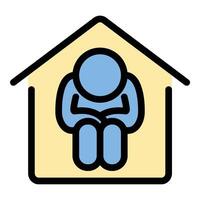 Shelter icon in flat line style representing protection safety and housing ideal for charity emergency relief and community support concepts. vector