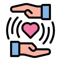 Compassion icon in flat line style representing kindness empathy and care ideal for social awareness mental health and humanitarian concepts. vector