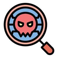 Virus detection icon in flat line style representing cybersecurity threat identification and malware protection ideal for antivirus software data security and IT safety concepts. vector