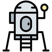 Space lander icon in flat line style representing extraterrestrial exploration planetary landing and robotic missions ideal for astronomy science and space technology concepts. vector