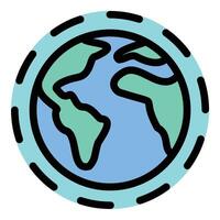 Ozone icon in flat line style representing atmospheric protection air quality and environmental sustainability ideal for climate change ecology and conservation concepts. vector