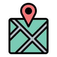 Map pin location icon in flat line style representing navigation destination and geographic positioning ideal for travel maps and GPS concepts. vector