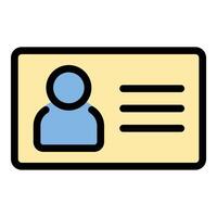 Visiting card icon in flat line style representing professional identity networking and business contacts ideal for corporate branding personal introduction and communication concepts. vector