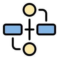Flow chart icon in flat line style representing process mapping workflow and decision-making ideal for business strategy project management and data visualization concepts. vector