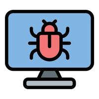 System bug icon in flat line style representing software errors glitches and technical issues ideal for debugging programming and IT support concepts. vector