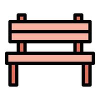 Park bench icon in flat line style representing relaxation outdoor seating and public spaces ideal for park recreation and urban concepts. vector