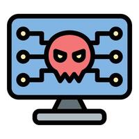 Malware icon in flat line style representing viruses cyber threats and malicious software ideal for cybersecurity data protection and IT security concepts. vector