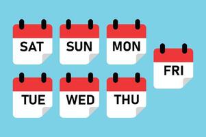Week Scheduler Flat Icons, week calendar flat icon, week planner icon set, weekly schedule vector