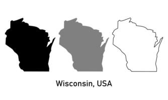 wisconsin map illustration isolated on background. map in black, gray, and outlines vector
