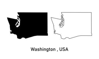 washington map illustration isolated on background. map in black, gray vector