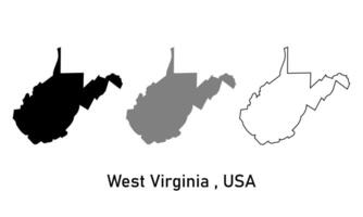 west virginia map illustration isolated on background. map in black, gray, and outlines vector