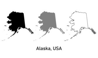 alaska map illustration isolated on background. map in black, gray, and outlines vector