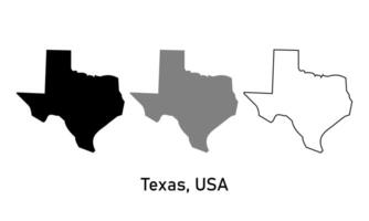 texas map illustration isolated on background. map in black, gray, and outlines vector