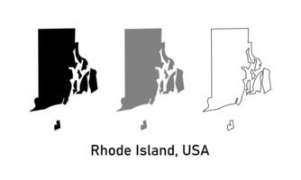 rhode island map illustration isolated on background. map in black, gray, and outlines vector
