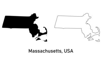 massachusetts map illustration isolated on background. map in black, gray, and outlines vector