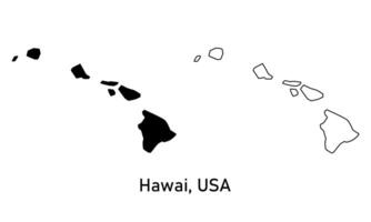 hawaii map illustration isolated on background. map in black, gray, and outlines vector