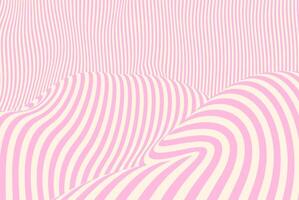 Groovy waves pattern in pink and beige creating a fluid optical illusion. Modern geometric wave pattern background with distorted flowing lines and dynamic motion effect. vector