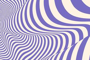 Abstract wavy pattern with bold purple and beige curved lines creating an optical illusion of depth and motion. Modern digital artwork with fluid shapes, dynamic movement, and a surreal, hypnotic vector