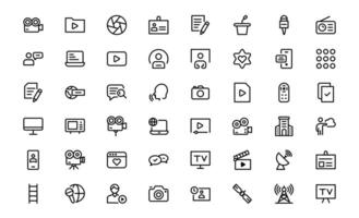 Minimalist Mass Media Icon bundle. Perfect for News Outlets, Media Campaigns, and Broadcasting Design Systems vector