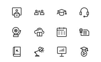 Education Icon Set pack. Modern and Minimalist Icons for Learning, Teaching, Schools, and Educational Tools vector