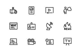 Minimalist Mass Media Icon collection for News Outlets, Media Campaigns, and Broadcasting Design Systems vector