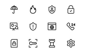 Premium Security Icons bundle. Editable Vectors for Surveillance, Protection, Alarm Systems, and Cybersecurity Projects.