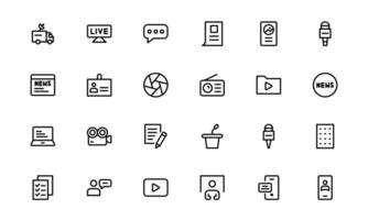 Minimalist Mass Media Icon collection. Perfect for News Outlets, Media Campaigns, and Broadcasting Design Systems vector
