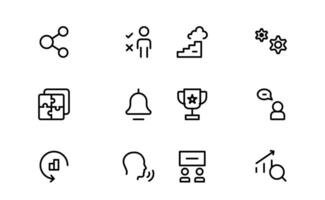 Modern Teamwork Icon Set collection. Professional and Minimalist Vectors for Collaboration, Team Building, and Office Projects in Outline
